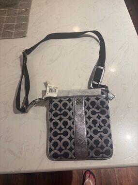 NWT Coach Silver and Black Crossbody Bag